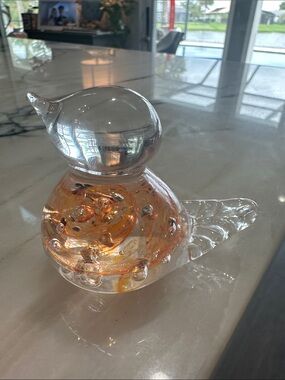 Baltic (Iceglass) Hand Blown Glass Bird of Happiness* orange swirl art glass
